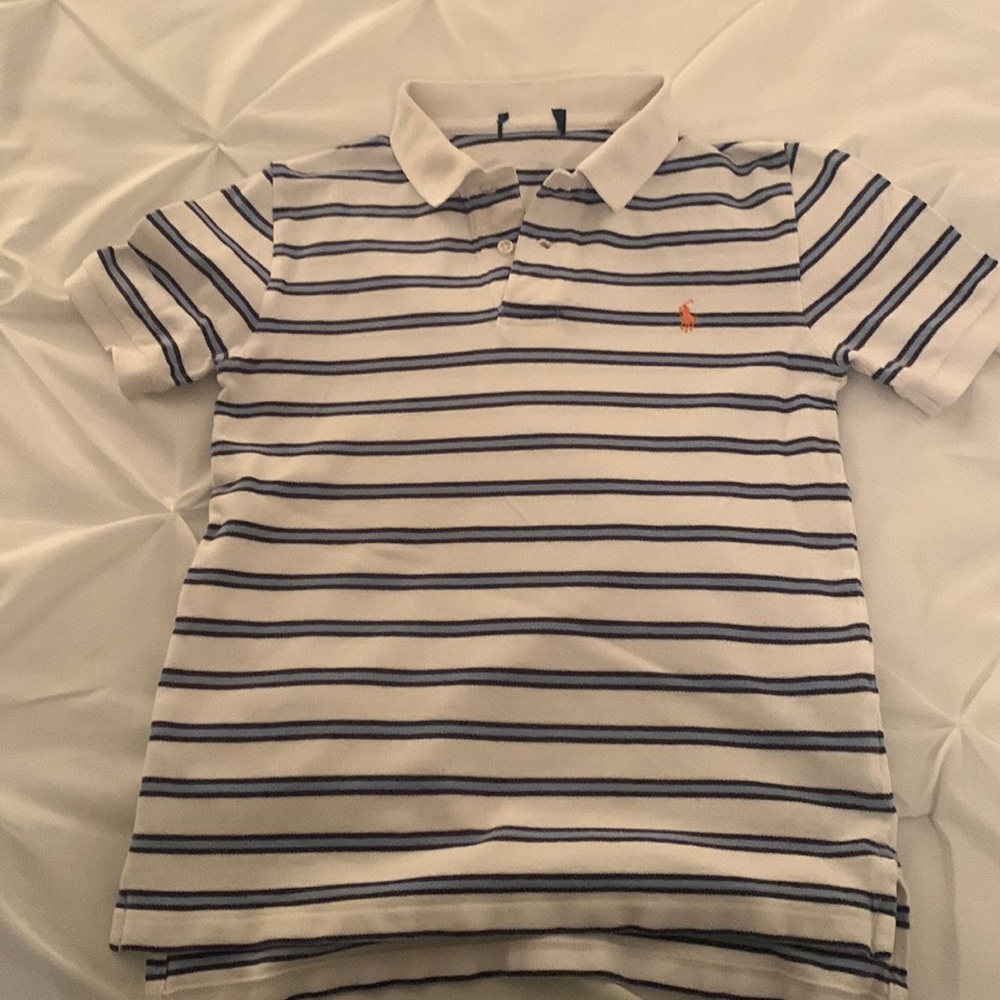 Polo Shirt Boys size 10-12 blue strip